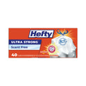 Hefty Extra Heavy-Duty Ultra Strong Tall Kitchen Trash Bags, Drawstring, 13 gal, 23.75" x 24.88", White, 40 Bags/Box, 6 Boxes/CT (E88338CT)