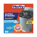 Hefty Ultra Strong BlackOut Tall-Kitchen Drawstring Bags, 13 gal, 23.75" x 24.88", Black, 80 Bags/Box, 3 Boxes/Carton (E88352CT)