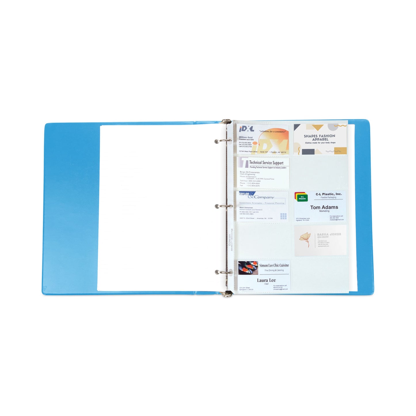 C-Line Business Card Binder Pages, For 2 x 3.5 Cards, Clear, 20 Cards/Sheet, 10 Sheets/Pack (61217)