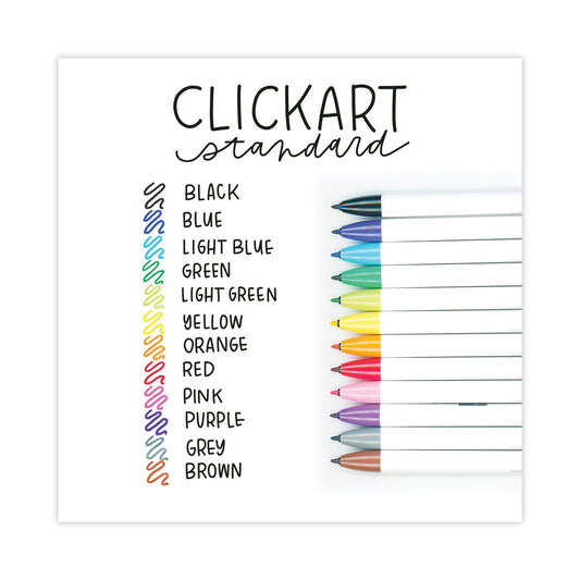 Zebra ClickArt Porous Point Pen, Retractable, Fine 0.6 mm, Assorted Ink and Barrel Colors, 12/Pack (69012)