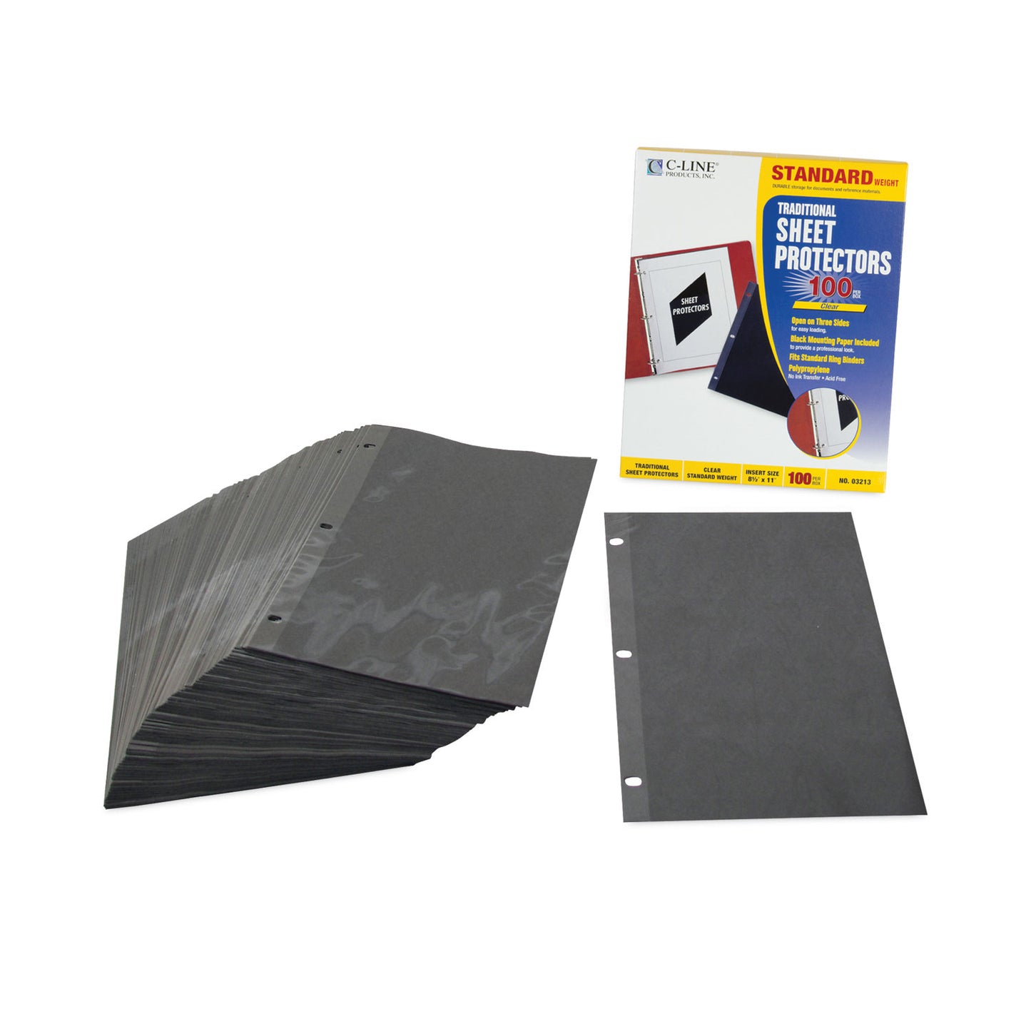 C-Line Traditional Polypropylene Sheet Protectors, Standard Weight, 11 x 8.5, 100/Box (03213)