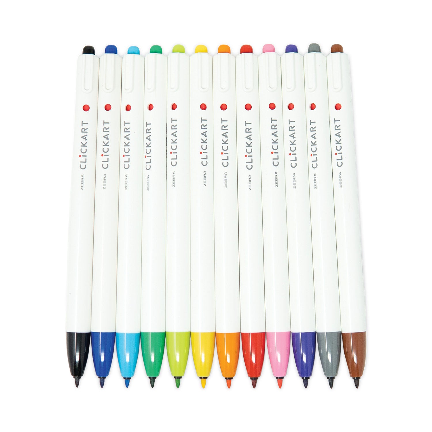 Zebra ClickArt Porous Point Pen, Retractable, Fine 0.6 mm, Assorted Ink and Barrel Colors, 12/Pack (69012)