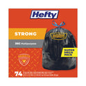 Hefty Strong Multipurpose Drawstring Trash Bags, 30 gal, 1.1 mil, 30" x 33", Black, 74/Box (E85274)