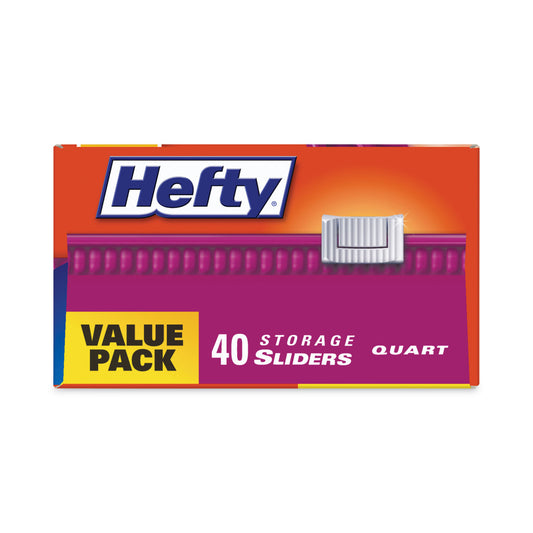 Hefty Slider Stand and Fill Food Storage Bags, Quart, 8" x 7", Clear, 40 Bags/Box, 9 Boxes/Carton (R88075CT)