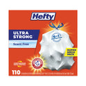 Hefty Ultra Strong Tall Kitchen Trash Bags, Drawstring, 13 gal, 23.75" x 24.88", White, 110/Box (E88368)