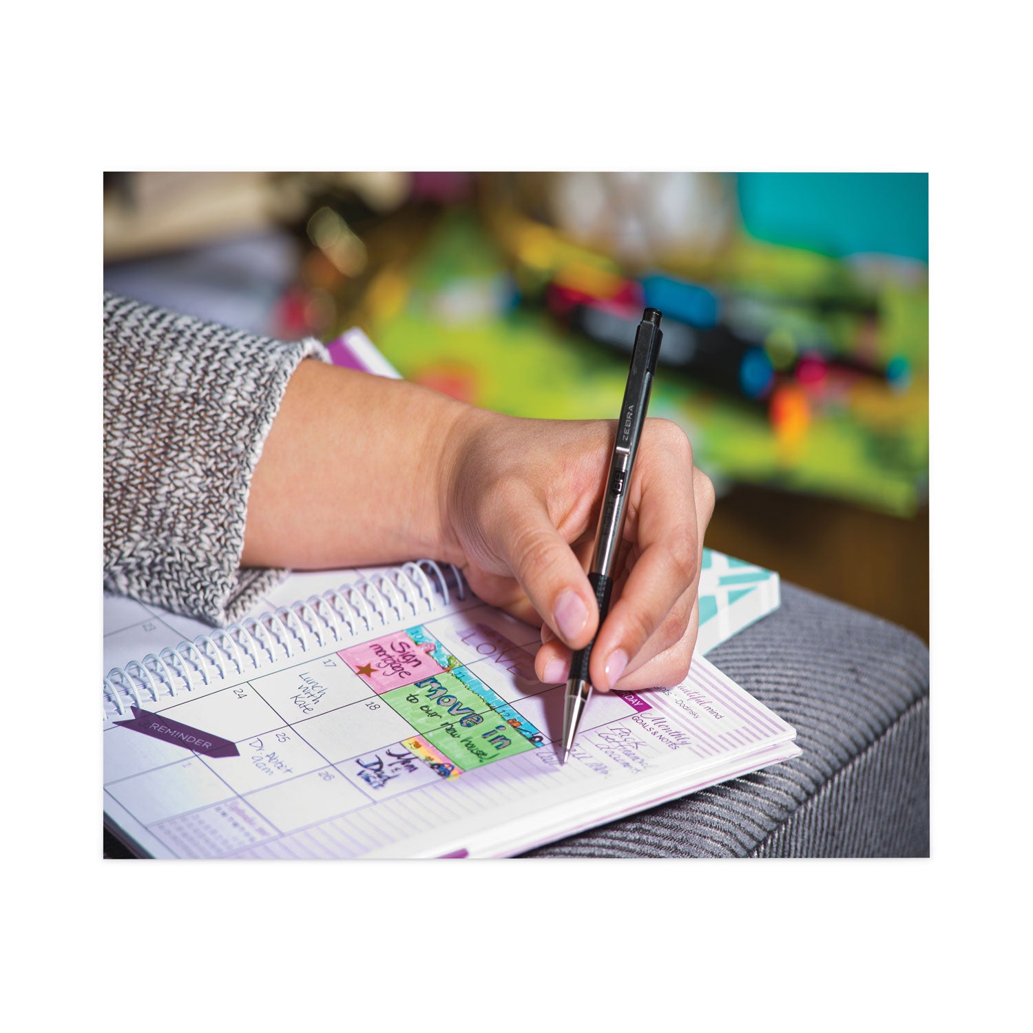 Zebra F-301 Ballpoint Pen, Retractable, Fine 0.7 mm, Blue Ink, Stainless Steel/Blue Barrel, 2/Pack (27122)