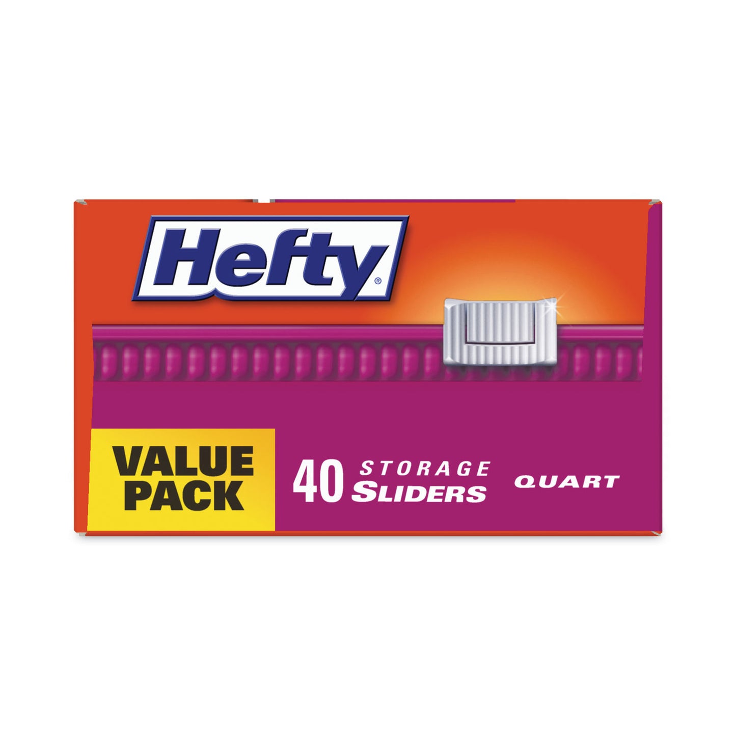 Hefty Slider Stand and Fill Food Storage Bags, Quart, 8" x 7", Clear, 40 Bags/Box, 9 Boxes/Carton (R88075CT)