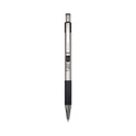 Zebra F-301 Ballpoint Pen, Retractable, Bold 1.6 mm, Black Ink, Stainless Steel/Black Barrel, 12/Pack (27310)