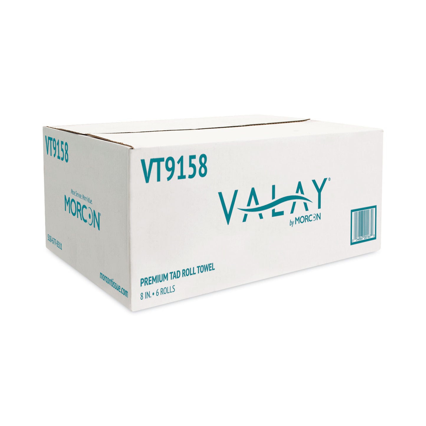 Morcon Paper Valay Universal TAD Roll Towels, 1-Ply, 8 x 600 ft, White, 6 Rolls/Carton (VT9158)