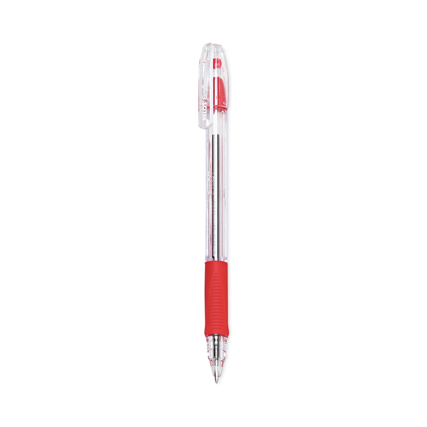 Pilot EasyTouch Ballpoint Pen, Stick, Fine 0.7 mm, Red Ink, Clear/Red Barrel, Dozen (32003)