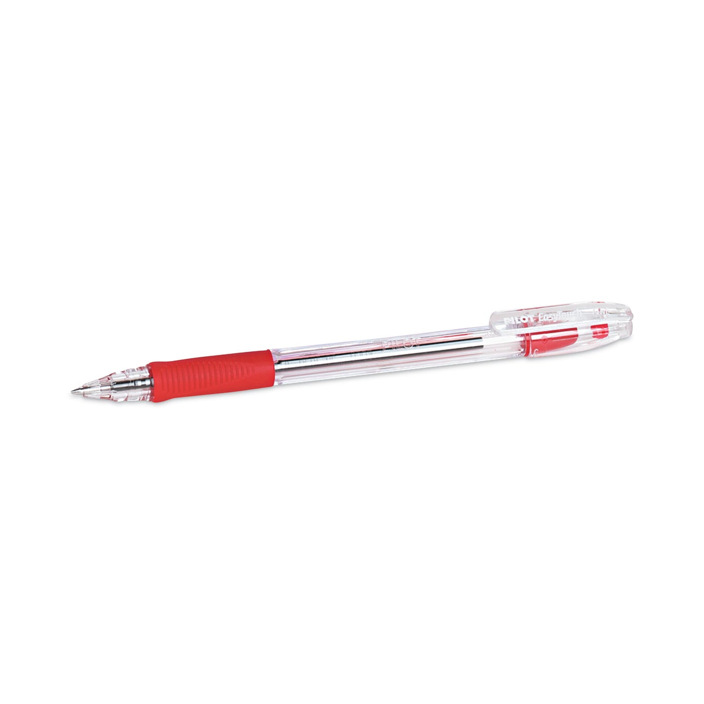 Pilot EasyTouch Ballpoint Pen, Stick, Fine 0.7 mm, Red Ink, Clear/Red Barrel, Dozen (32003)