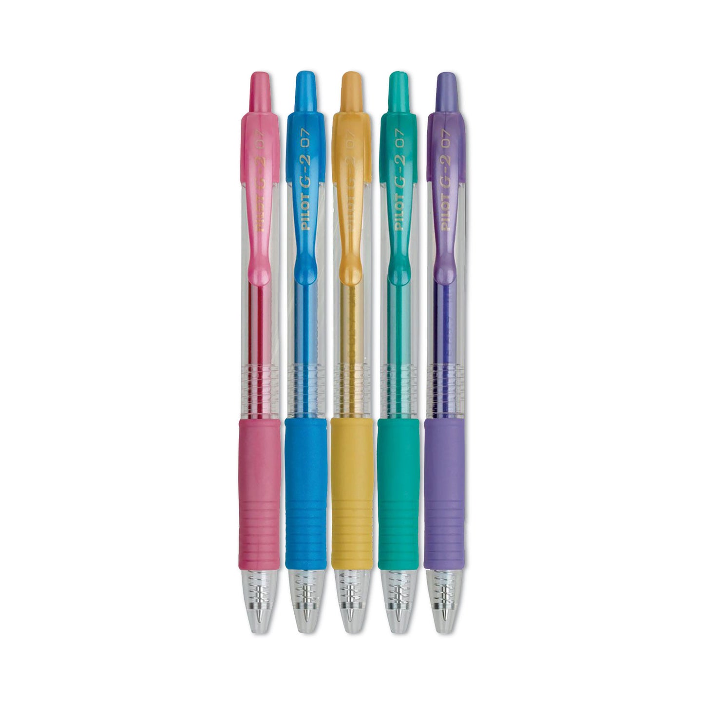 Pilot G2 Metallics Gel Pen, Retractable, Fine 0.7 mm, Assorted Metallic Ink Colors, Assorted Barrel Colors, 5/Pack (34404)