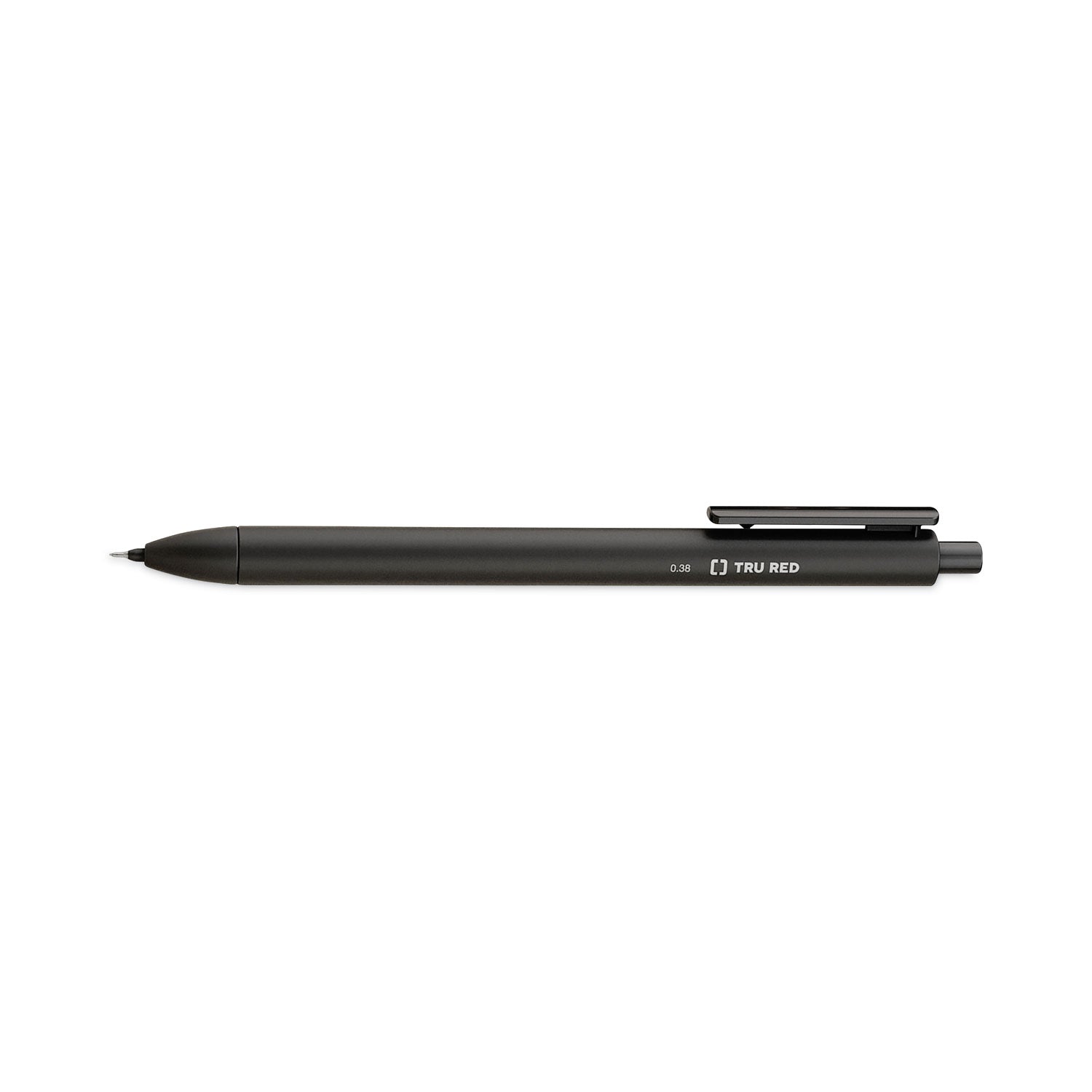 TRU RED Quick Dry Gel Pen, Retractable, Extra-Fine 0.38 mm, Black Ink, Black Barrel, 5/Pack (24399731)