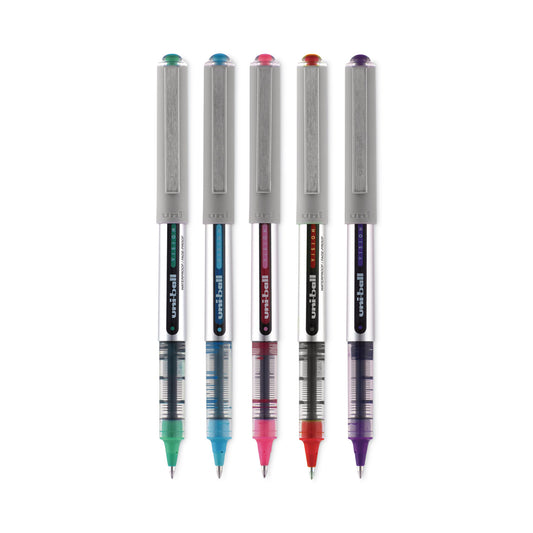 uni-ball VISION Roller Ball Pen, Stick, Fine 0.7 mm, Assorted Ink and Barrel Colors, 5/Pack (60381PP)