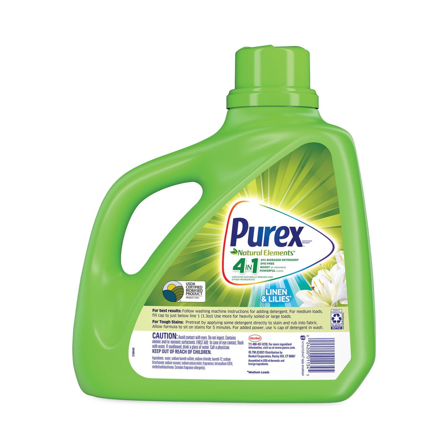 Purex Ultra Natural Elements HE Liquid Detergent, Linen and Lilies, 150 oz Bottle (01134EA)