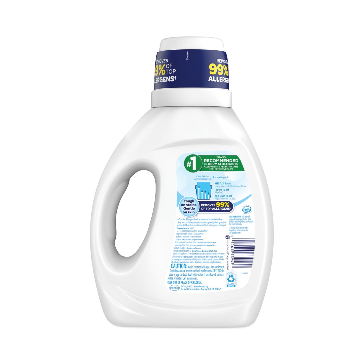 All Ultra Free Clear Liquid Detergent, Unscented, 36 oz Bottle (73943EA)