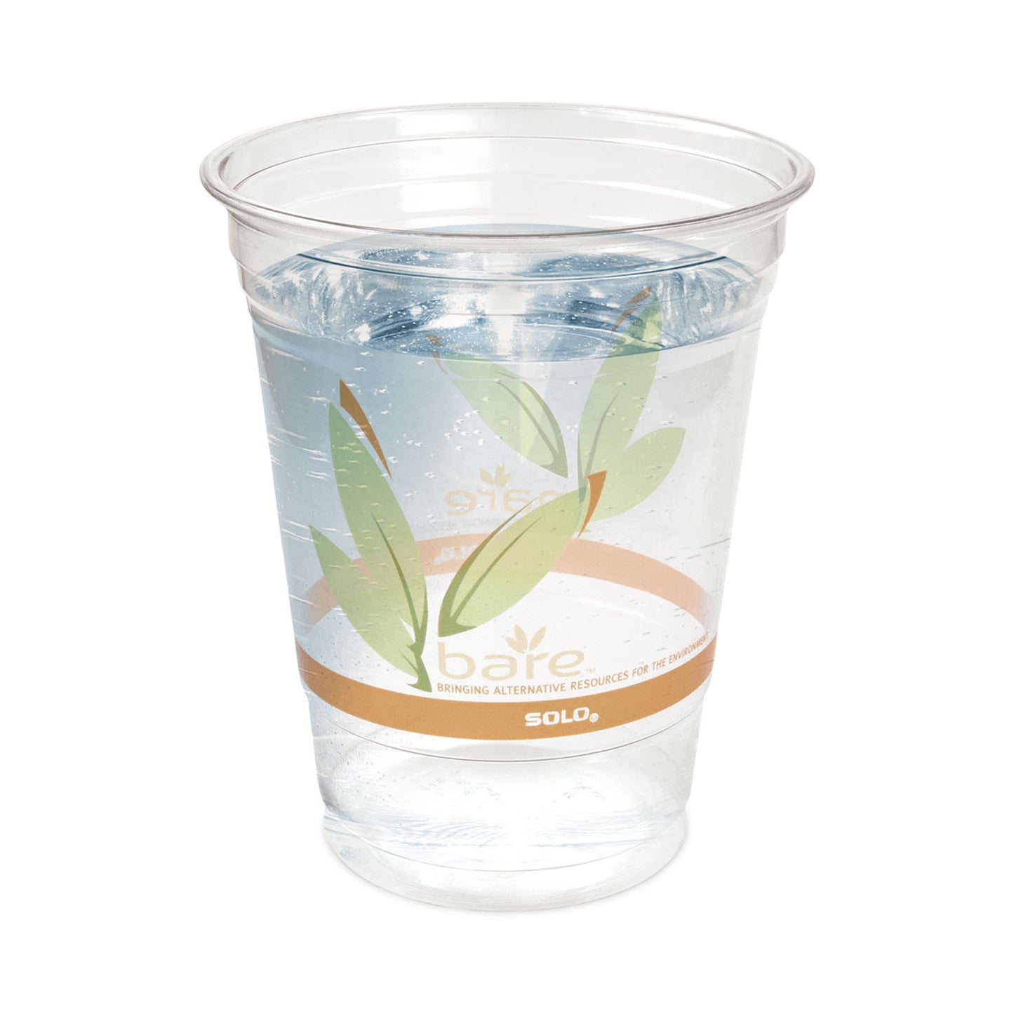 Dart Bare Eco-Forward RPET Cold Cups, 12 oz to 14 oz, Leaf Design, Clear, Squat, 50/Pack (RTP12BAREPK)