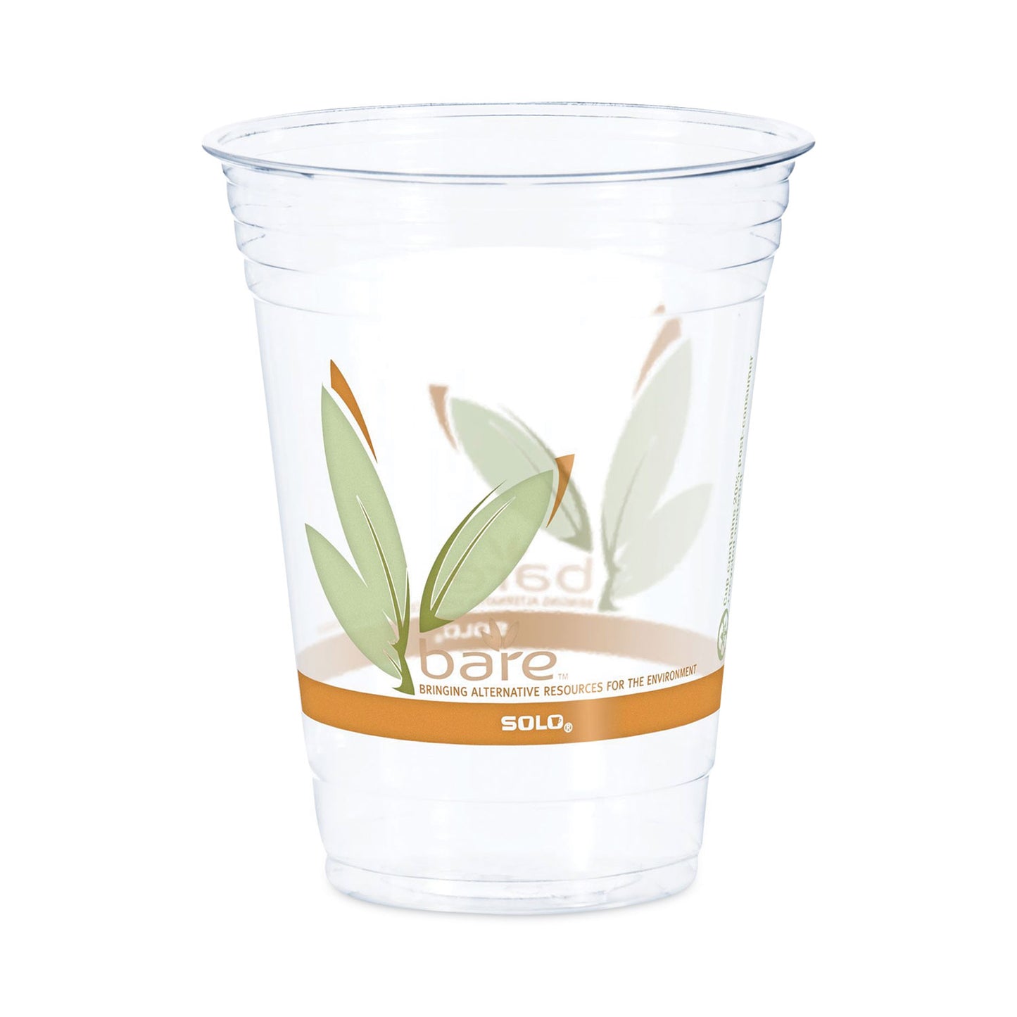 Dart Bare Eco-Forward RPET Cold Cups, 16 oz to 18 oz, Leaf Design, Clear, 50/Pack (RTP16DBAREPK)