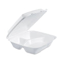 Dart Foam Hinged Lid Container, 3-Compartment, 8 oz, 9 x 9.4 x 3, White, 200/Carton (90HT3R)