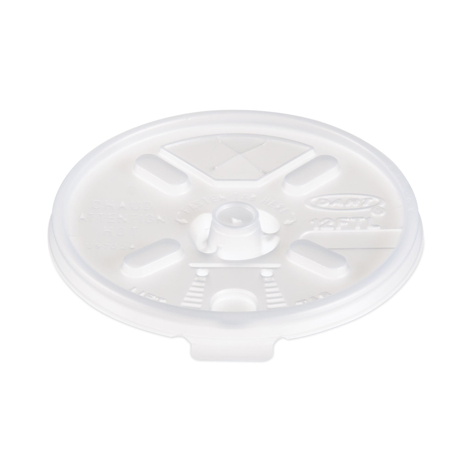 Dart Lift n' Lock Plastic Hot Cup Lids, With Straw Slot, Fits 10 oz to 14 oz Cups, Translucent, 100/Sleeve, 10 Sleeves/Carton (12FTLS)