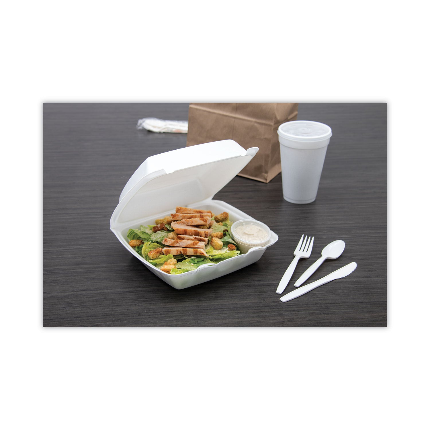 Dart Foam Hinged Lid Containers, 1-Compartment, 8.38" x 7.78" x 3.25", White, 200/Carton (85HT1R)