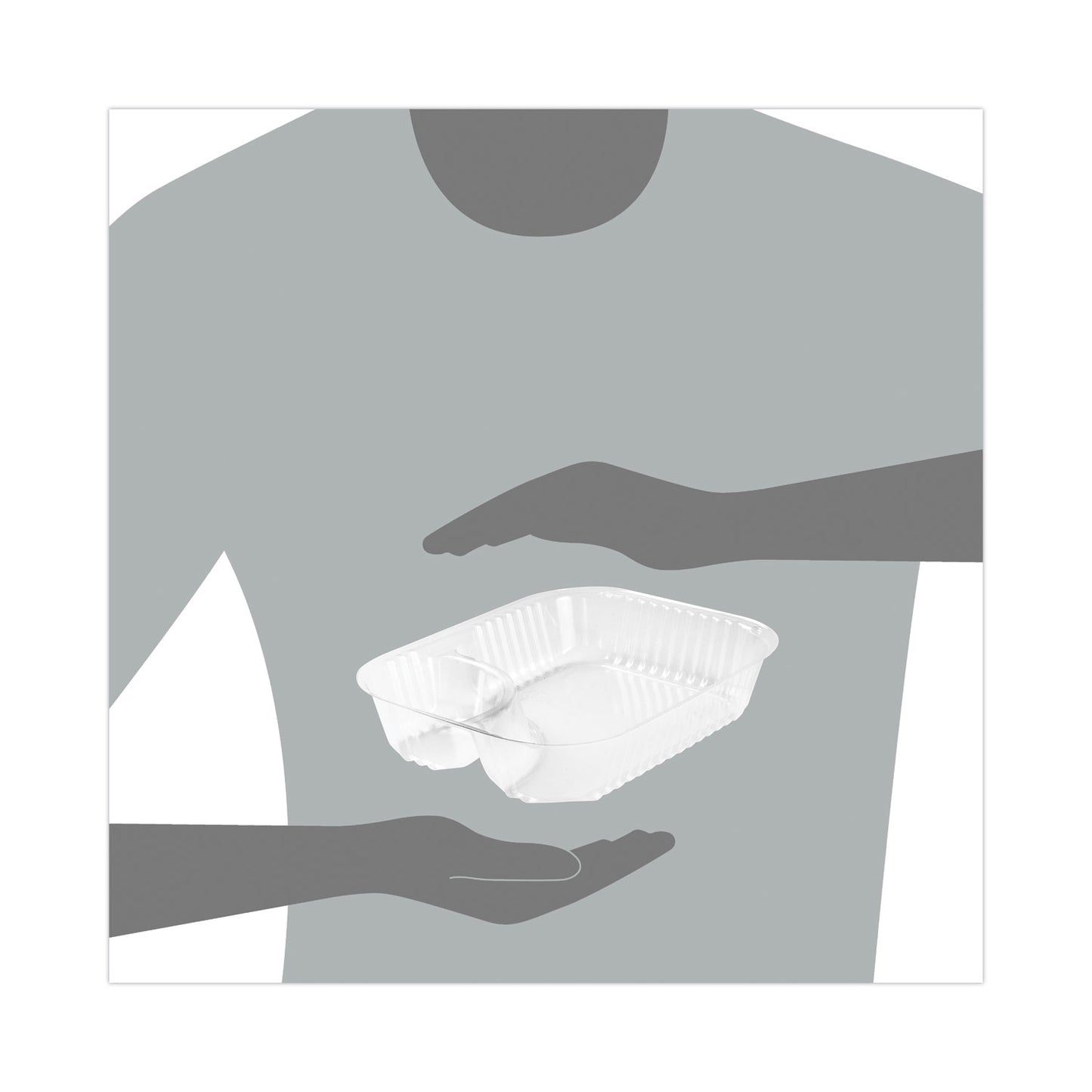 Dart ClearPac Large Nacho Tray, 2-Compartments, 3.3 oz, 6.2 x 6.2 x 1.6, Clear, Plastic, 500/Carton (C68NT2)