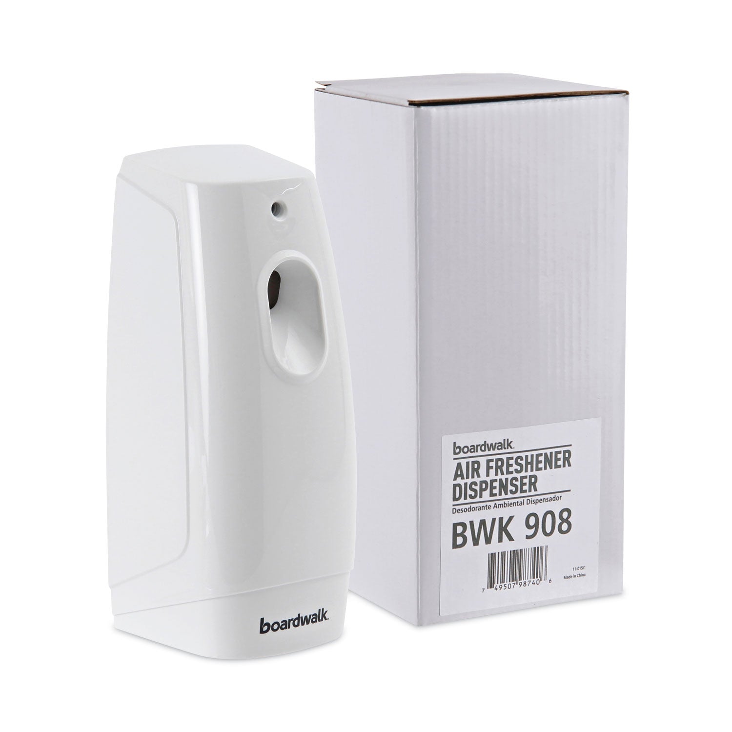 Boardwalk Classic Metered Air Freshener Dispenser, 4" x 3" x 9.5", White (908)