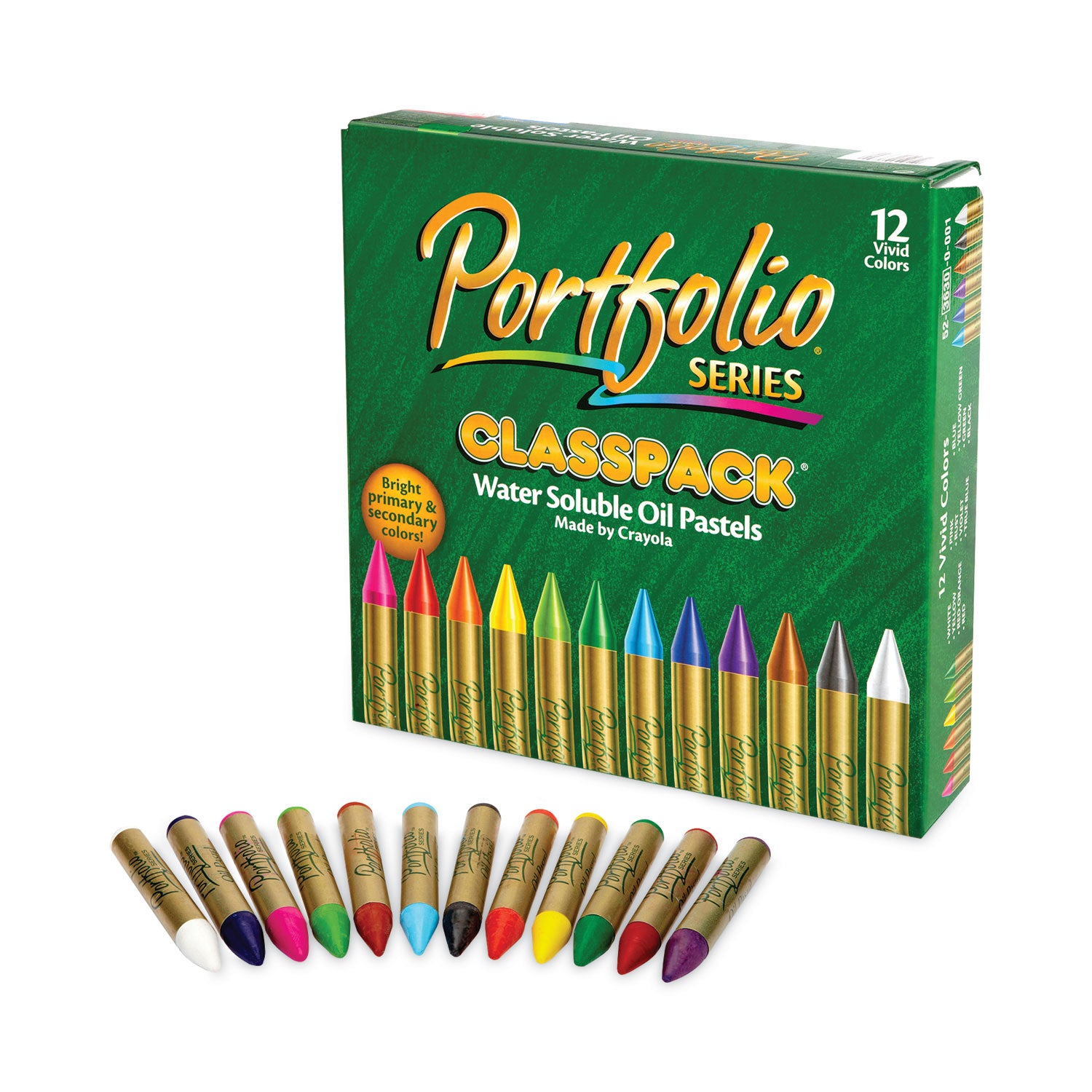 Crayola Portfolio Series Oil Pastels, 12 Assorted Colors, 300/Carton (523630)