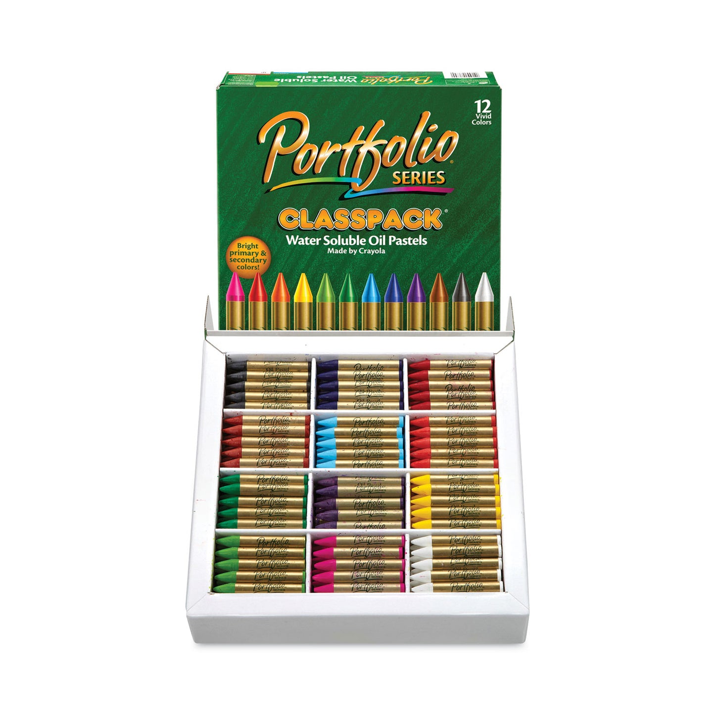 Crayola Portfolio Series Oil Pastels, 12 Assorted Colors, 300/Carton (523630)