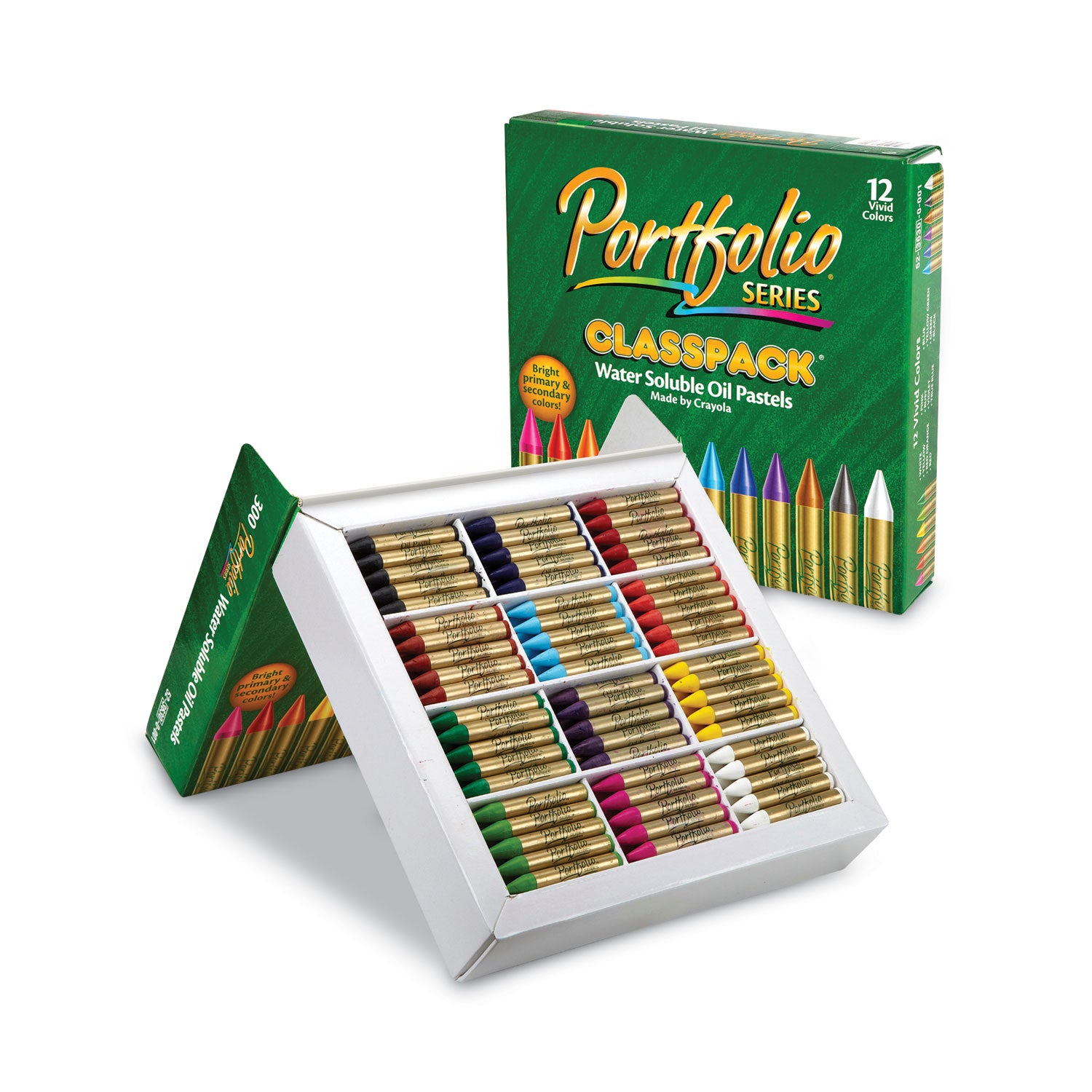 Crayola Portfolio Series Oil Pastels, 12 Assorted Colors, 300/Carton (523630)