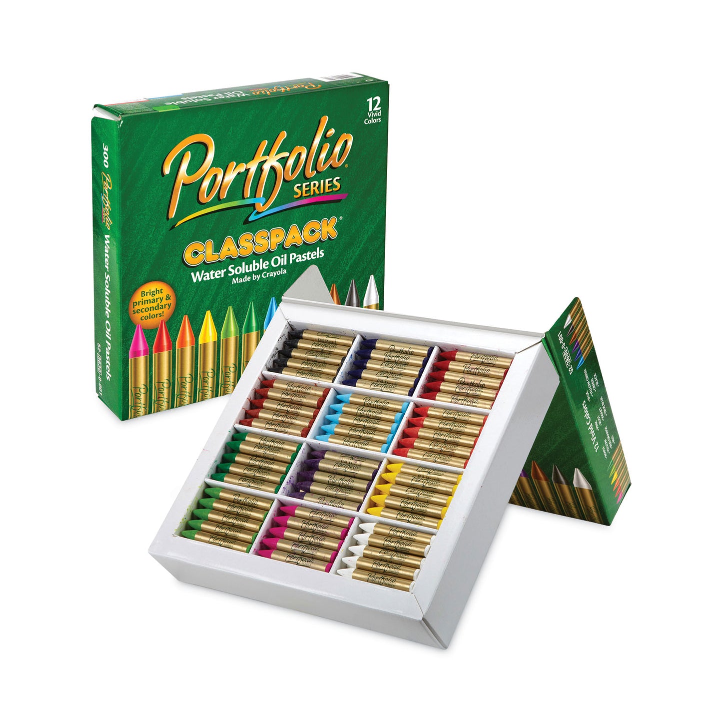 Crayola Portfolio Series Oil Pastels, 12 Assorted Colors, 300/Carton (523630)