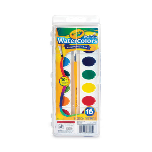 Crayola Washable Watercolors, 16 Assorted Colors, Palette Tray (530555)