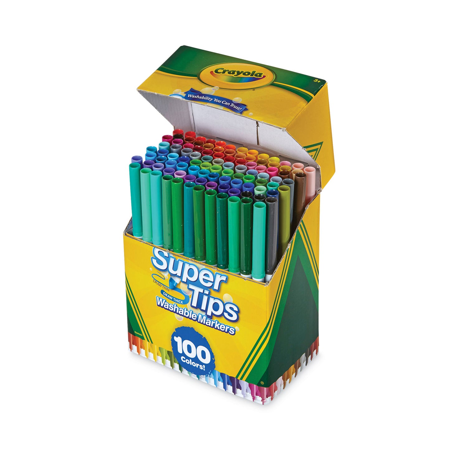 Crayola Super Tips Washable Markers, Fine/Broad Bullet Tips, Assorted Colors, 100/Set (585100)