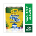 Crayola Super Tips Washable Markers, Fine/Broad Bullet Tips, Assorted Colors, 100/Set (585100)