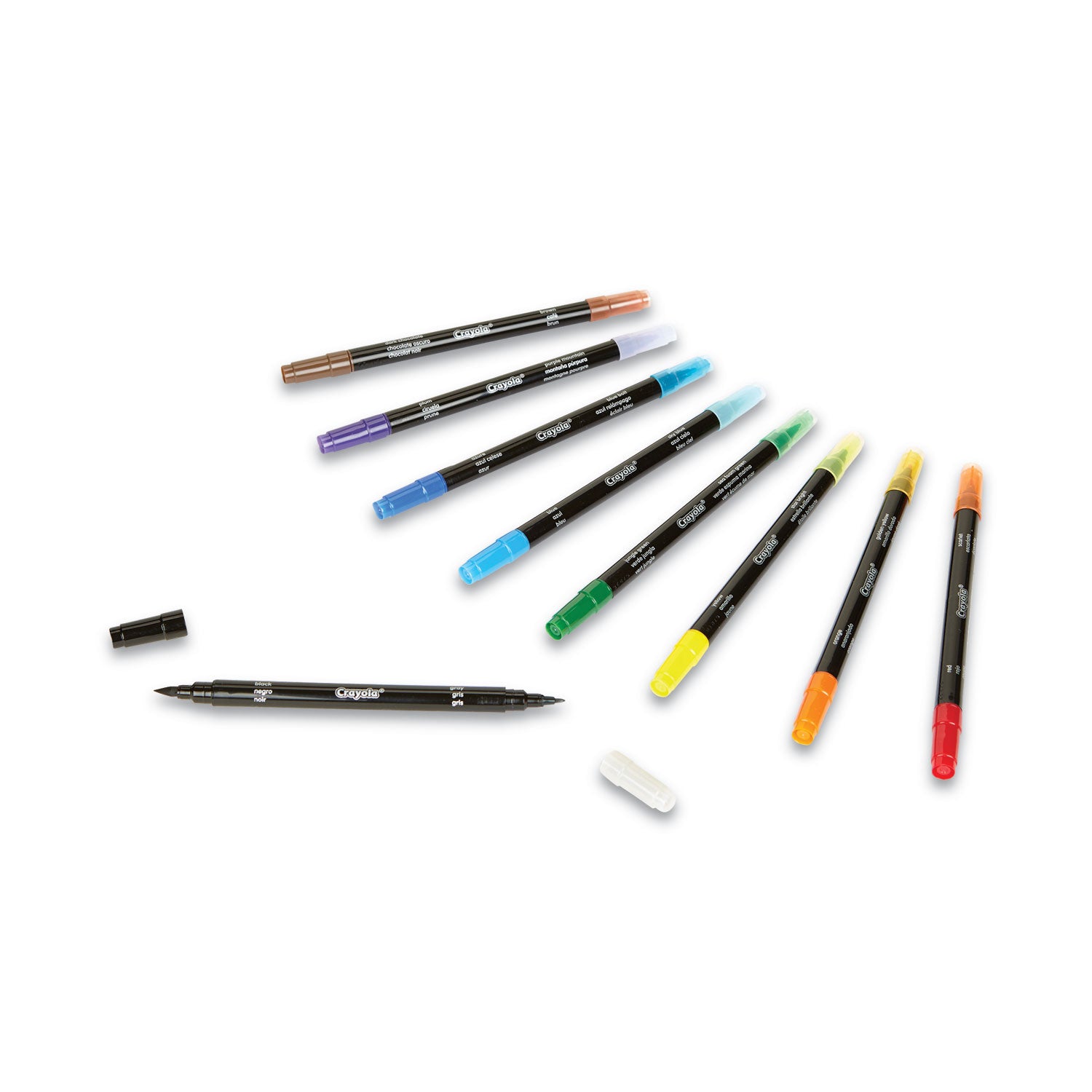 Crayola Brush and Detail Dual Ended Markers, Extra-Fine Brush/Bullet Tips, Assorted Colors, 16/Set (586501)