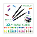 Crayola Brush and Detail Dual Ended Markers, Extra-Fine Brush/Bullet Tips, Assorted Colors, 16/Set (586501)