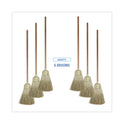 Boardwalk Corn/Fiber Brooms, Corn/Synthetic Fiber Bristles, 60" Overall Length, Gray/Natural, 6/Carton (BR10002)