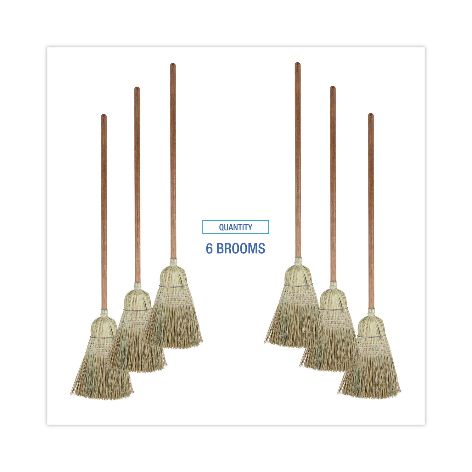 Boardwalk Corn/Fiber Brooms, Corn/Synthetic Fiber Bristles, 60" Overall Length, Gray/Natural, 6/Carton (BR10002)