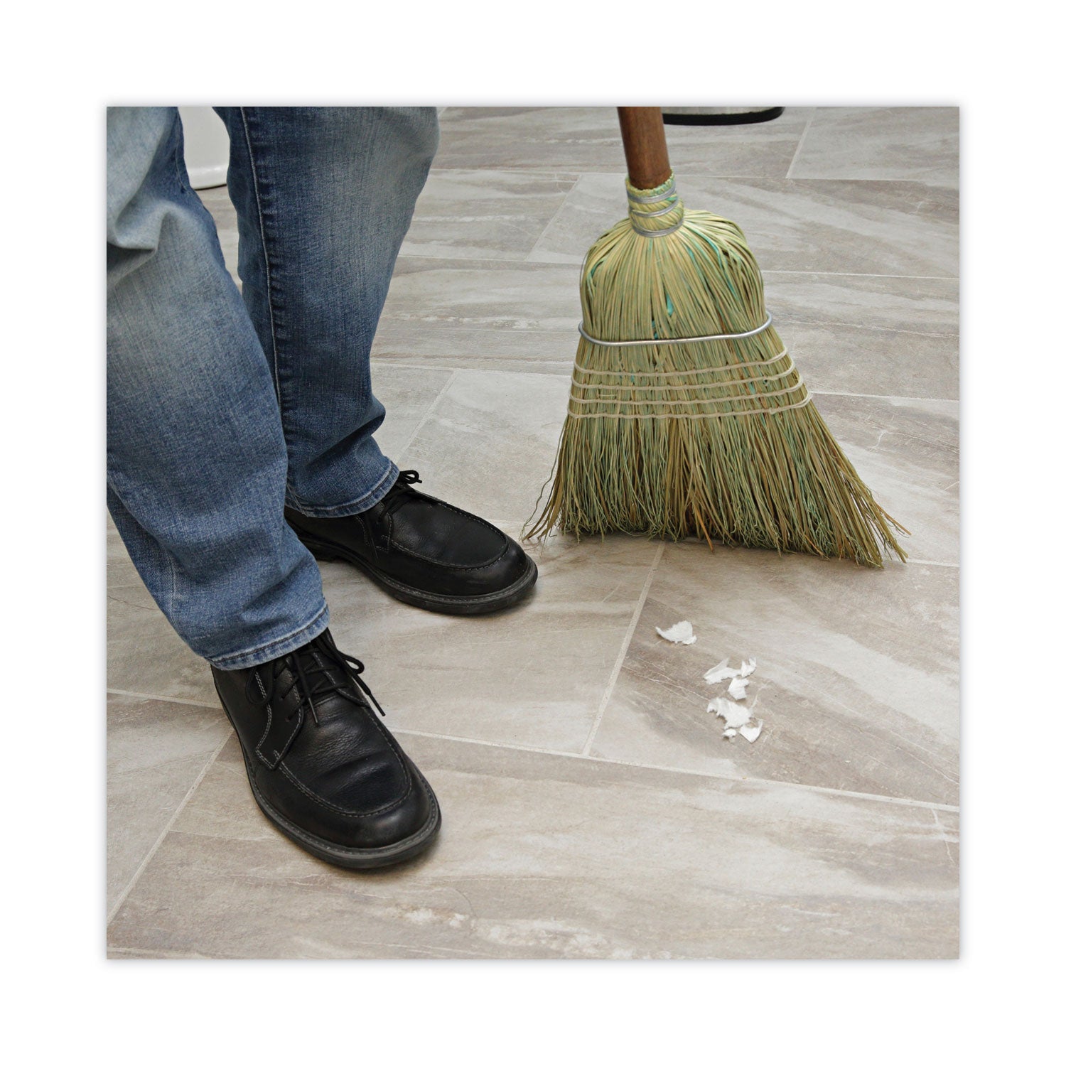 Boardwalk Corn/Fiber Brooms, Corn/Synthetic Fiber Bristles, 60" Overall Length, Gray/Natural, 6/Carton (BR10002)