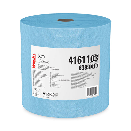 WypAll X70 Cloths, Jumbo Roll, 12.4 x 12.2, Blue, 870/Roll (41611)