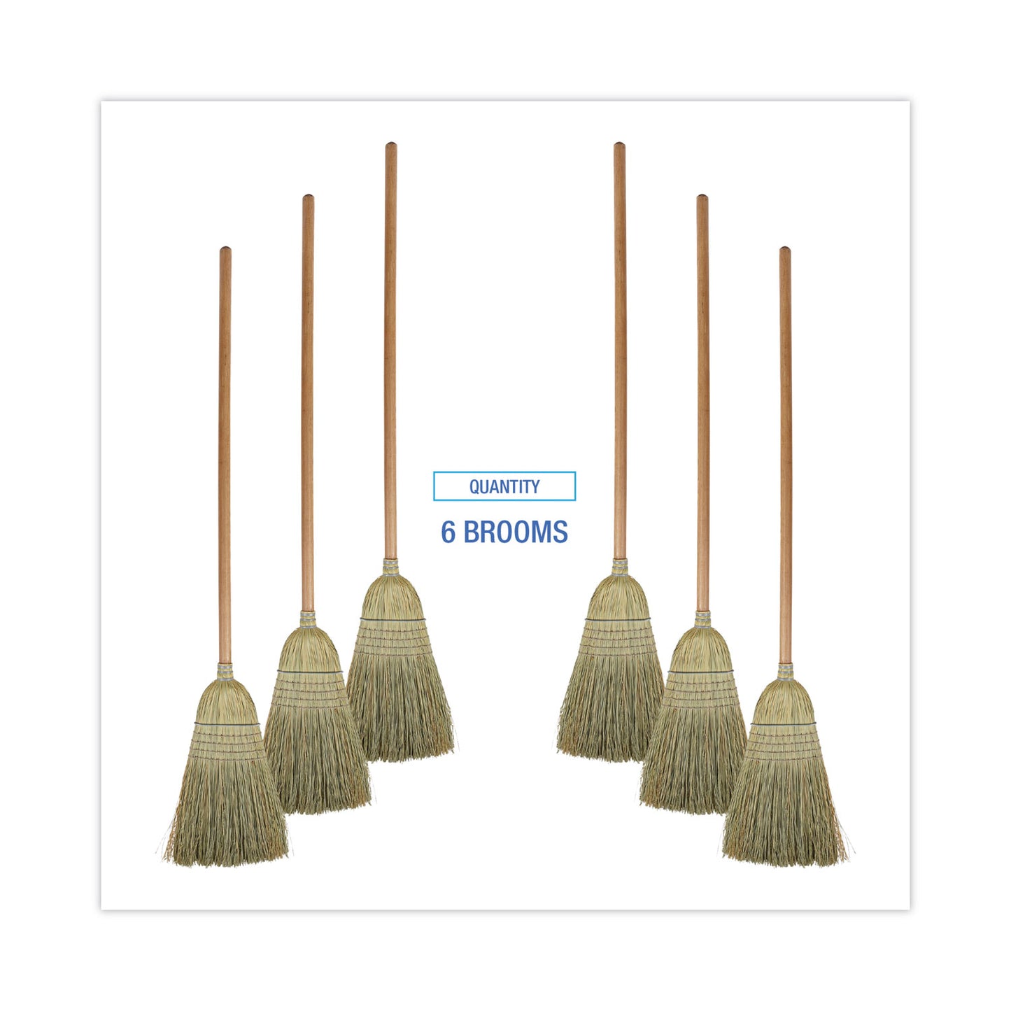 Boardwalk 100% Corn Brooms, 60" Overall Length, Natural, 6/Carton (BR10001)