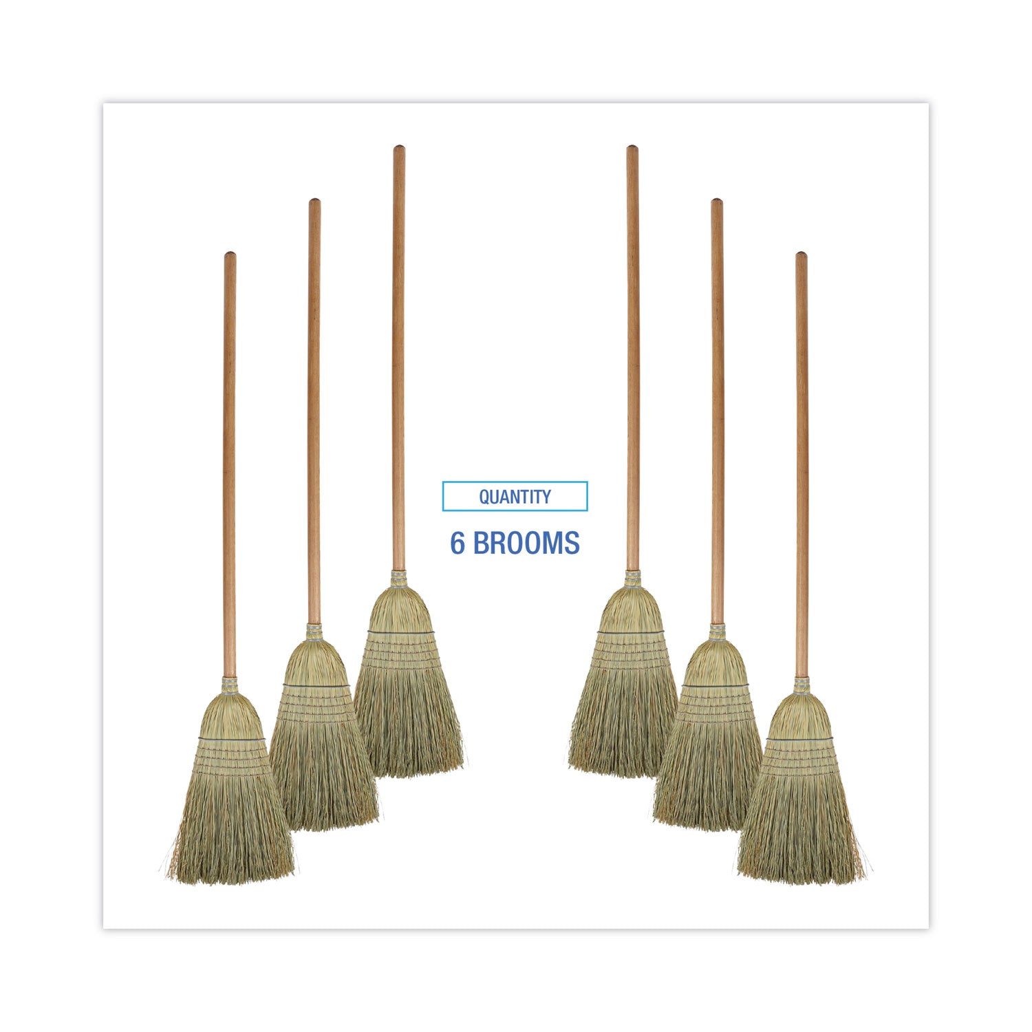 Boardwalk 100% Corn Brooms, 60" Overall Length, Natural, 6/Carton (BR10001)