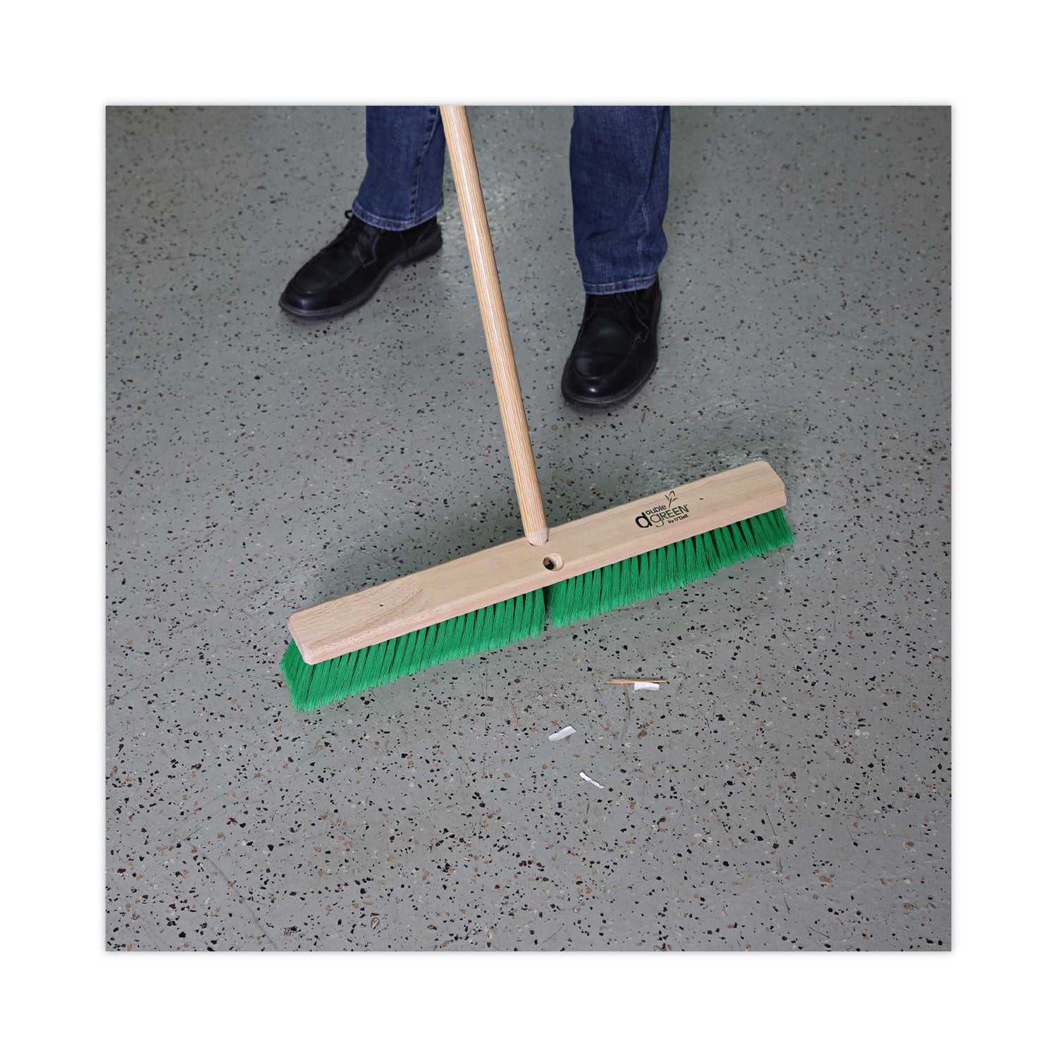 Boardwalk Floor Broom Head, 3" Green Flagged Recycled PET Plastic Bristles, 24" Brush (20724)