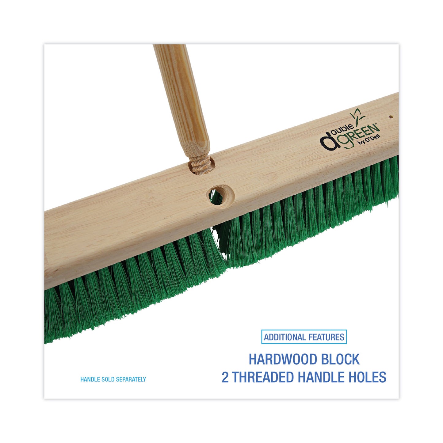 Boardwalk Floor Broom Head, 3" Green Flagged Recycled PET Plastic Bristles, 24" Brush (20724)