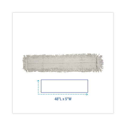 Boardwalk Mop Head, Dust, Disposable, Cotton/Synthetic Fibers, 48 x 5, White (1648)