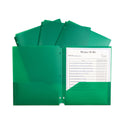 C-Line Two-Pocket Heavyweight Poly Portfolio Folder, 3-Hole Punch, 11 x 8.5, Green, 25/Box (33933BX)