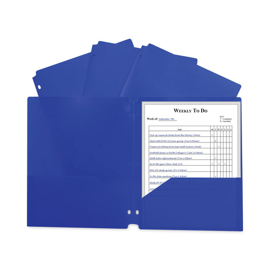 C-Line Two-Pocket Heavyweight Poly Portfolio Folder, 3-Hole Punch, 11 x 8.5, Blue, 25/Box (33935BX)