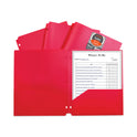 C-Line Two-Pocket Heavyweight Poly Portfolio Folder, 3-Hole Punch, 11 x 8.5, Red, 25/Box (33934BX)