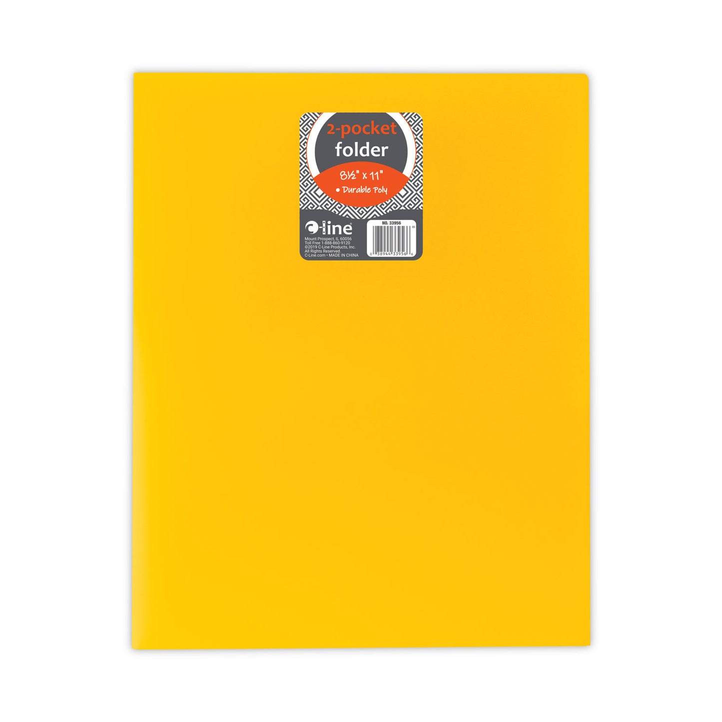 C-Line Two-Pocket Heavyweight Poly Portfolio Folder, 11 x 8.5, Yellow, 25/Box (33956BX)