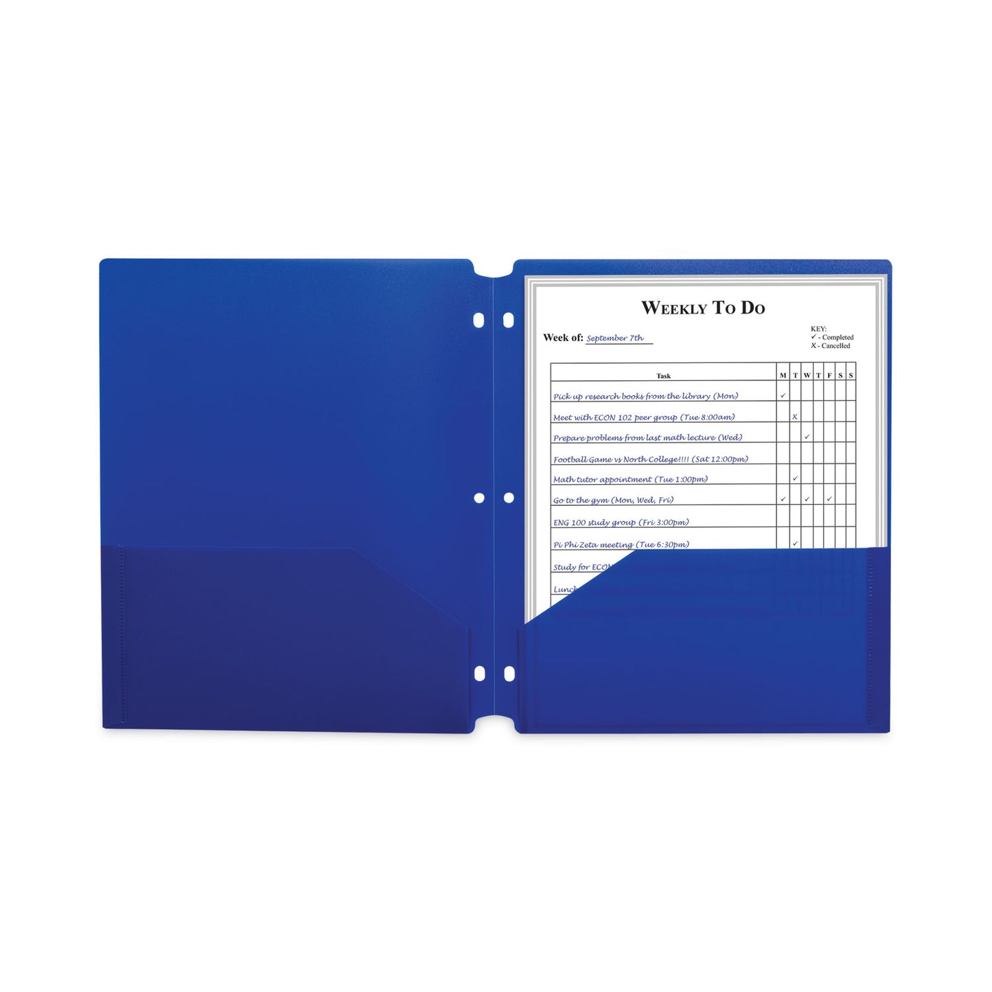 C-Line Two-Pocket Heavyweight Poly Portfolio Folder, 3-Hole Punch, 11 x 8.5, Blue, 25/Box (33935BX)